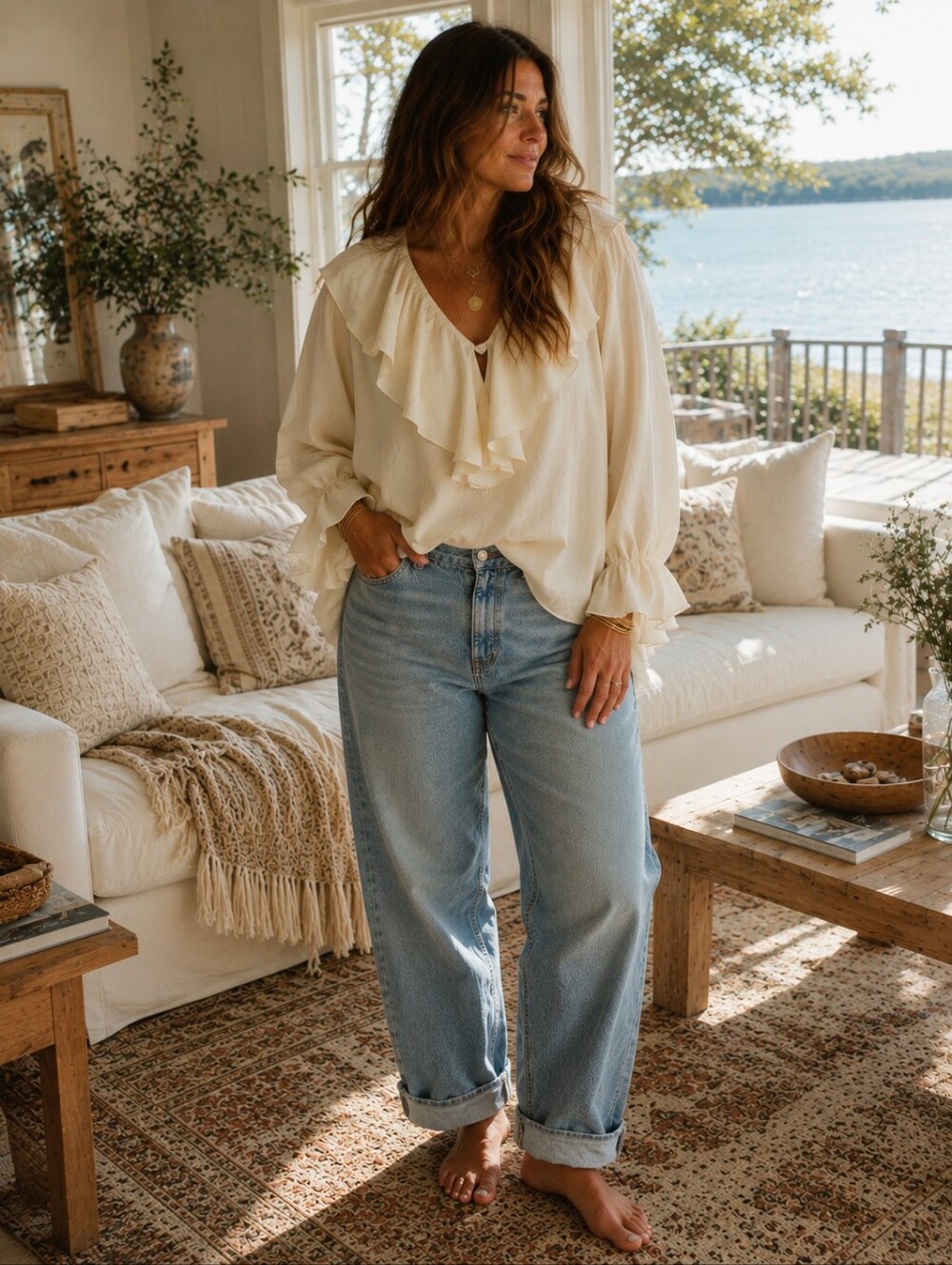 Vintage 100% Silk Cream Poet Shirt